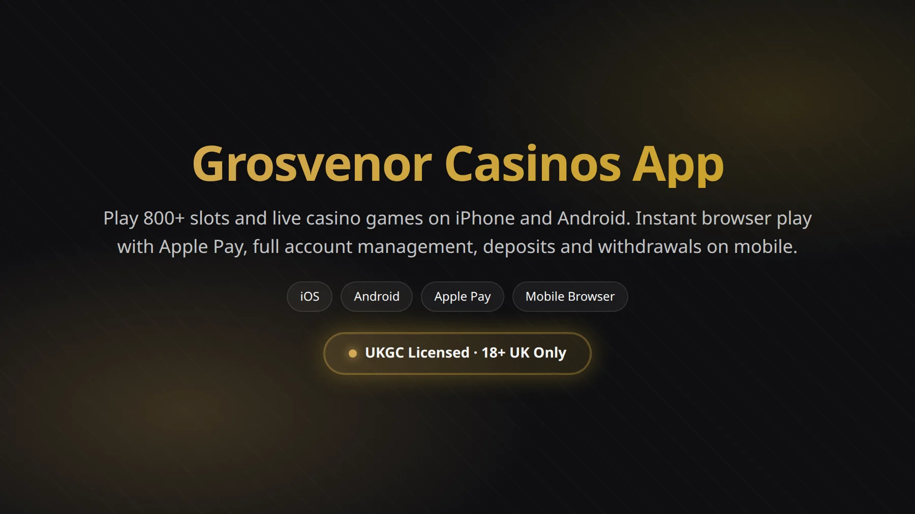Grosvenor Casinos mobile app for UK players