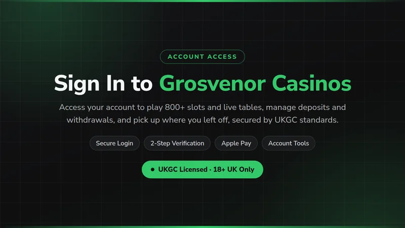 Grosvenor Casinos sign-in overview